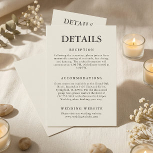Editorial Minimalist Winter Ivory Wedding Details Enclosure Card