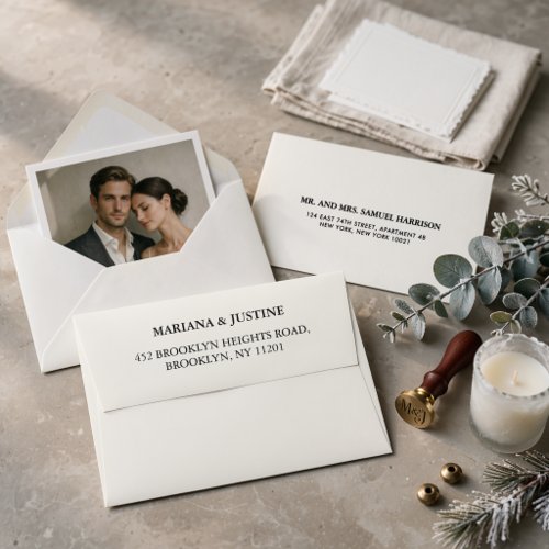 Editorial Minimalist Winter Wedding Envelope Liner