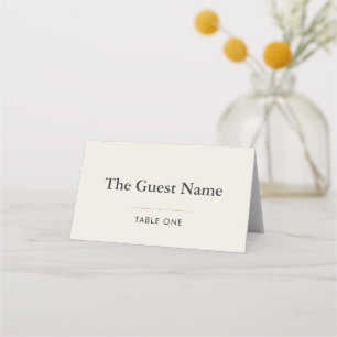 Editorial Minimalist Winter Wedding Folded Place Card
