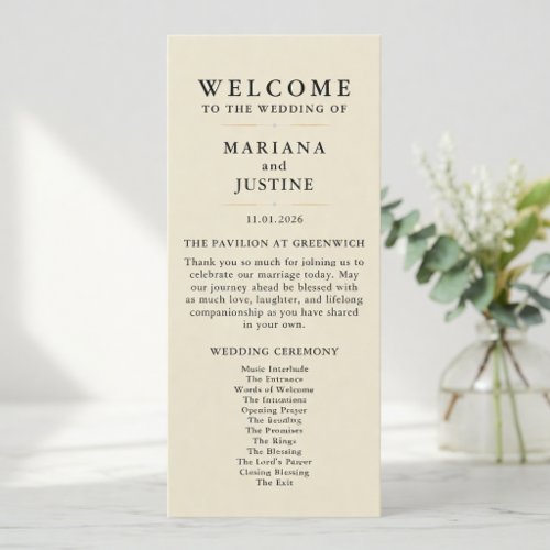 Editorial Minimalist Winter Wedding Program Card