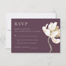 Editorial Moody Plum Floral Wedding RSVP Card