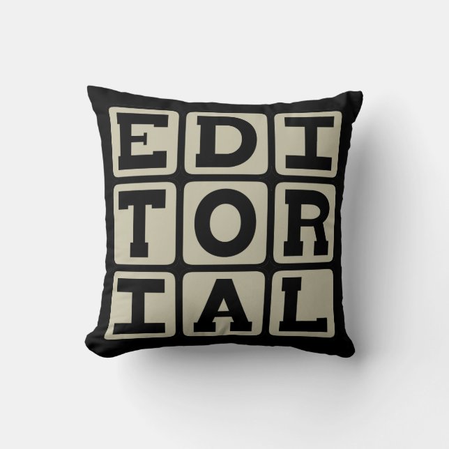 Editorial, Newspaper Item Throw Pillow (Front)