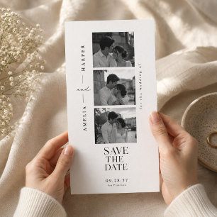 Editorial Photo Strip Save the Date Wedding Card.