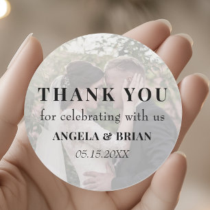 Editorial Photo Wedding Thank You Classic Round Sticker