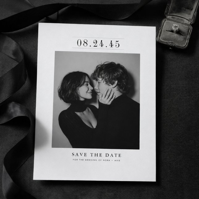Editorial Serif Black & White Photo Save the Date (Creator Uploaded)