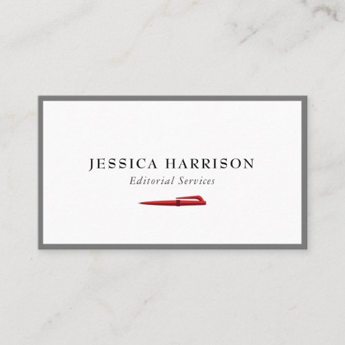 Editorial Services Grey Border Business Card