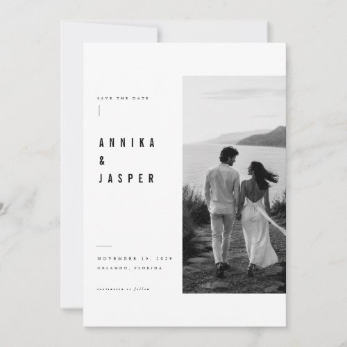 Editorial Side Panel Wedding Save The Date Card