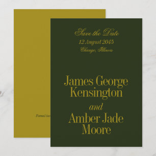 Editorial Style Olive Green Chartreuse Wedding Invitation