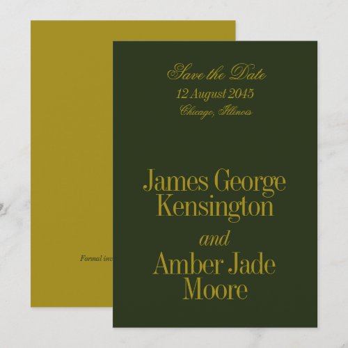 Editorial Style Olive Green Chartreuse Wedding Save The Date
