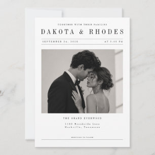 Editorial Style Wedding Photo Invitation Template.