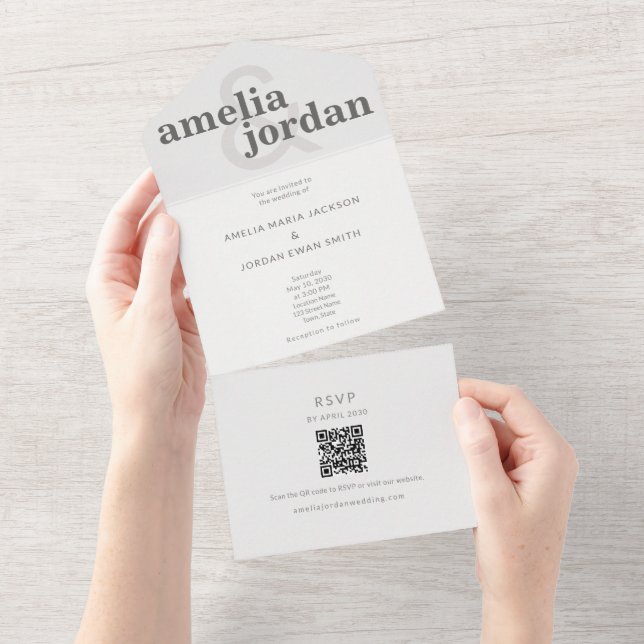 Editorial Typography All-In-One Wedding Invitation (Tearaway)