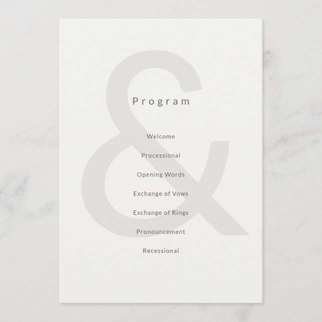 Editorial Typography Wedding Program (Front)