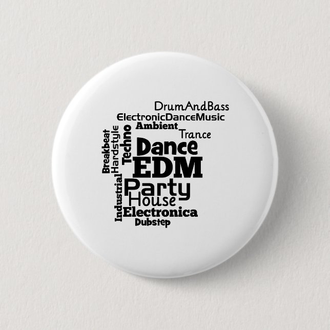 EDM Dance Party Word Cloud Button (Front)