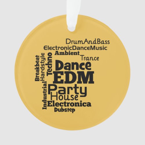 EDM Dance Party Word Cloud Ornament