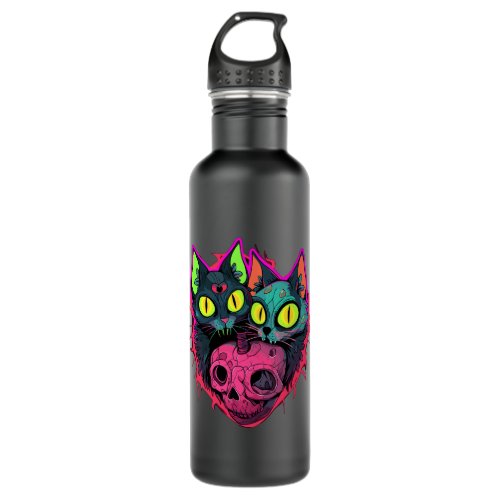 EDM Festival Rave Valentine Zombie Cat Matching Co Stainless Steel Water Bottle