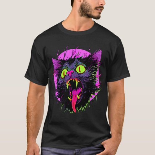 EDM Festival Zombie Cat Trippy Rave T_Shirt
