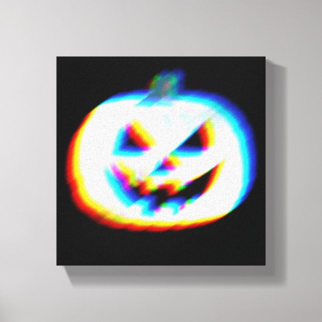 EDM Glitchy White Pumpkin Canvas Print (Front)
