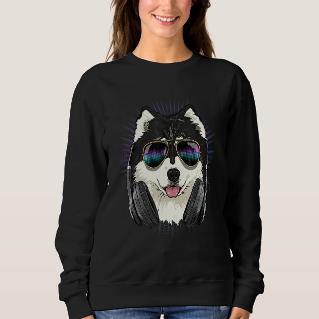 EDM House Music DJ Alaskan Malamute Music  Music A Sweatshirt (Front)