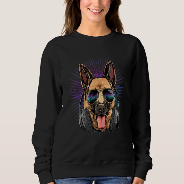 EDM House Music DJ German Shepherd Music  Music Ar Sweatshirt (Front)