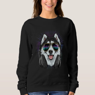 EDM House Music DJ Siberian Husky Music Music Art Sweatshirt