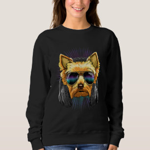 EDM House Music DJ Yorkshire Terrier Dog Music  Ar Sweatshirt