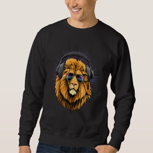 EDM House Music DJs Lion Music  Music Artist Lion Sweatshirt (Front)