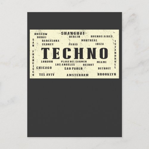 EDM Techno Underground International Rave Cities Postcard