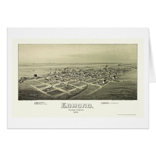 Edmond, OK Panoramic Map - 1891 Cards (Front Horizontal)