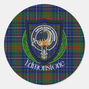 Edmonstone Scottish Clan Tartan & Crest Classic Round Sticker