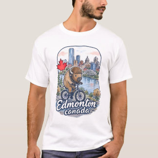 Edmonton Alberta Bicycling Cute Bison T-Shirt