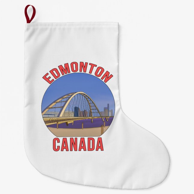 Edmonton Alberta Canada Large Christmas Stocking (Front)
