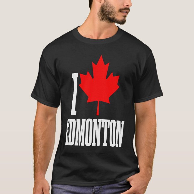 Edmonton Alberta Canada Maple Leaf Canadian Flag P T-Shirt (Front)