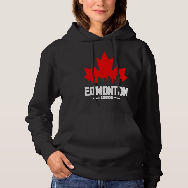 Edmonton Alberta Canada Maple Leaf Canadian Flag S Hoodie (Front)