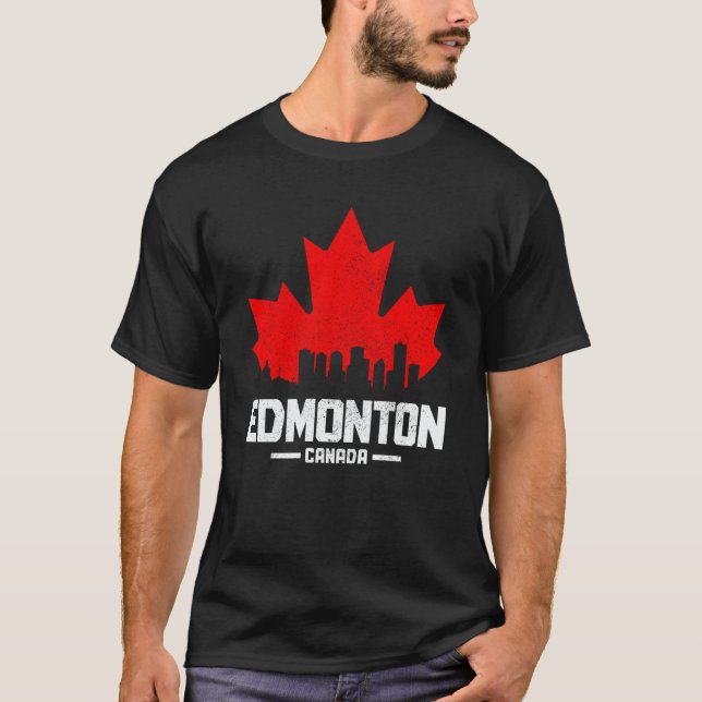 Edmonton Alberta Canada Maple Leaf Canadian Flag S T-Shirt (Front)