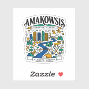 Edmonton Alberta Canada River Valley City Skyline Sticker