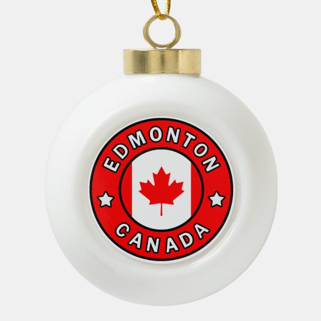 Edmonton Canada Ceramic Ball Christmas Ornament (Front)