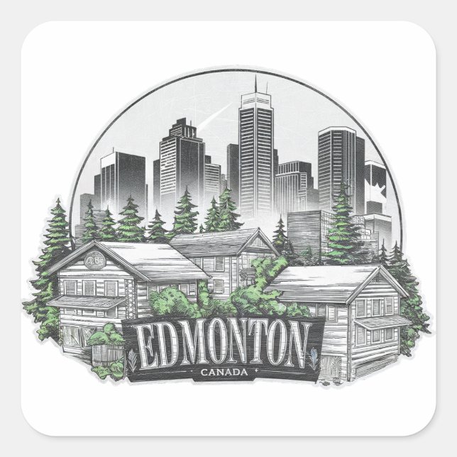 Edmonton City Canada Square Sticker (Front)