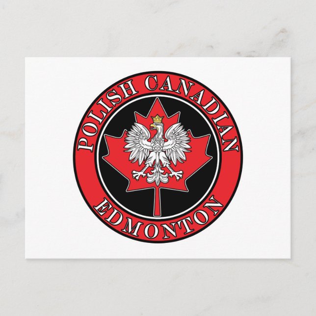 Edmonton Round Polish Canadian Leaf Postcard (Front)