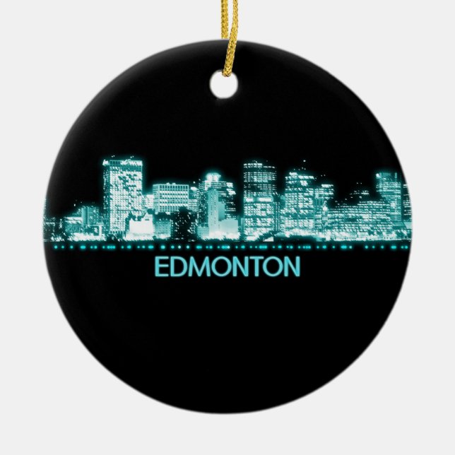 Edmonton Skyline Ceramic Ornament (Front)