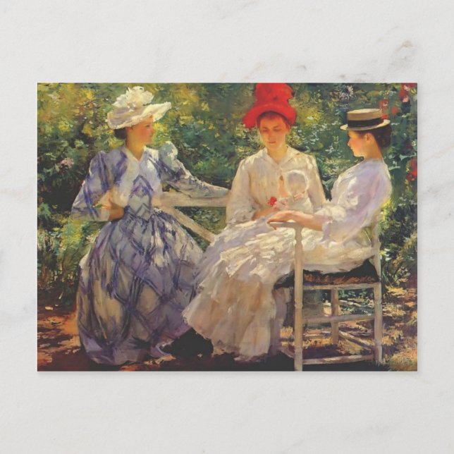 Edmund Charles Tarbell- In a Garden Postcard (Front)