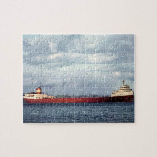 Edmund Fitzgerald on the St. Clair River Jigsaw Puzzle (Horizontal)