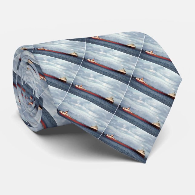 Edmund Fitzgerald on the St. Clair River Vintage Tie (Rolled)