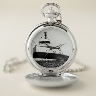 Edmund Fitzgerald Vintage Great Lakes Freighter Pocket Watch