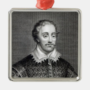 Edmund Spenser, engraved by Burnet Reading Metal Ornament