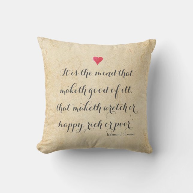 Edmund Spenser, quote and portrait Throw Pillow (Front)