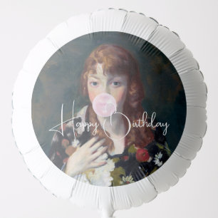 Edna blowing a bubble gum Happy Birthday Balloon
