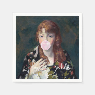Edna blowing a bubble gum Happy Birthday Napkins