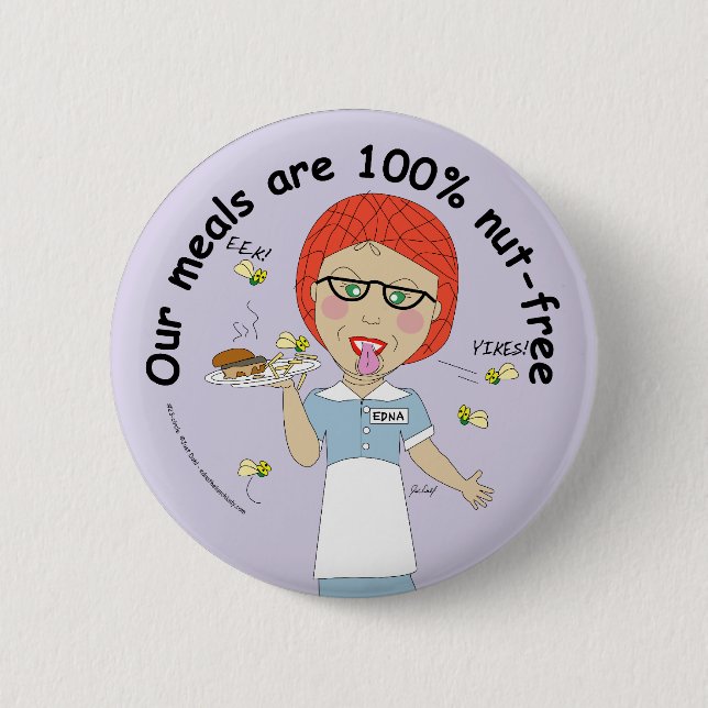 Edna The Lunch Lady Cartoons Button (Front)