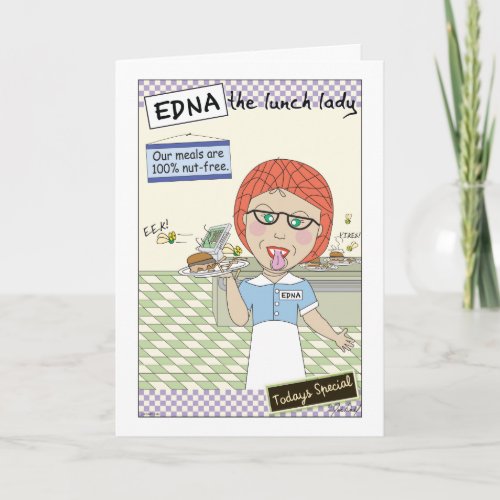 Edna The Lunch Lady Cartoons Thank You Card