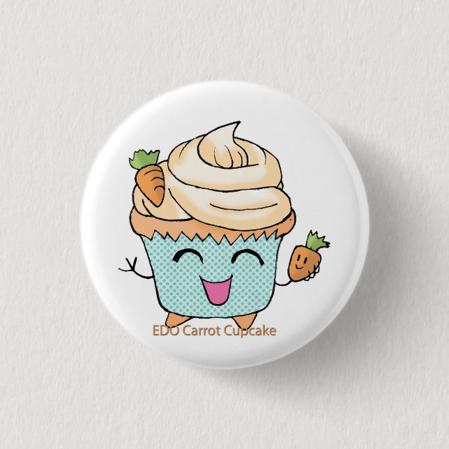 EDO Carrot Cupcake Pinback Button (Front)